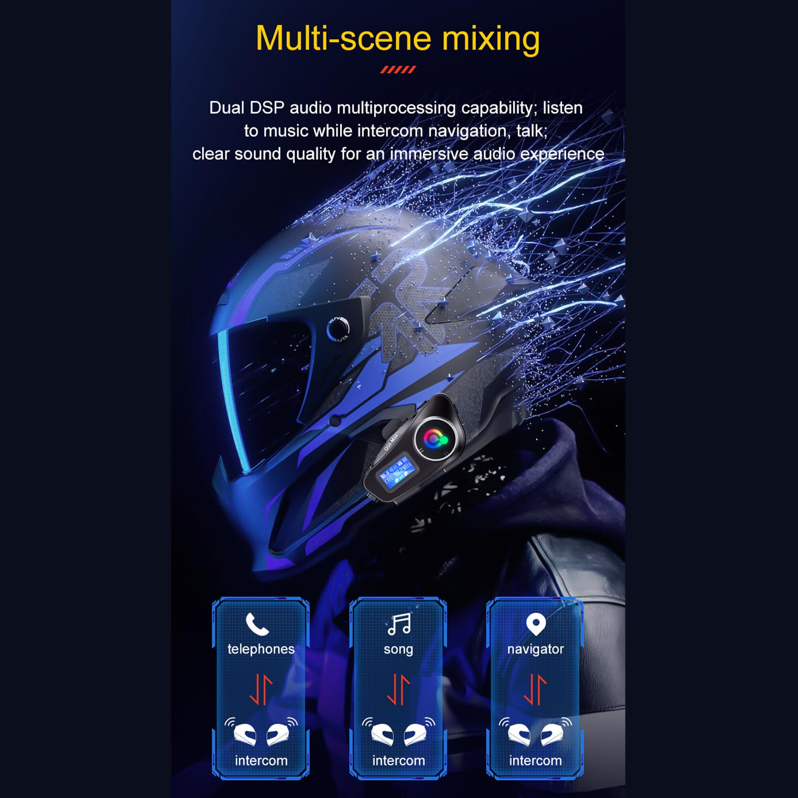 Tai nghe bluetooth gắn mũ bảo hiểm Q58 | Rich-featured affordable helmet bluetooth intercom - Image 4