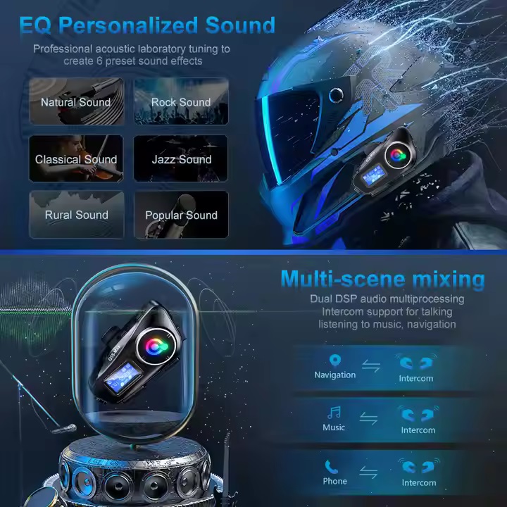 Tai nghe bluetooth gắn mũ bảo hiểm Q58 | Rich-featured affordable helmet bluetooth intercom - Image 7